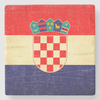 Vintage gealterte kroatische Flagge Steinuntersetzer