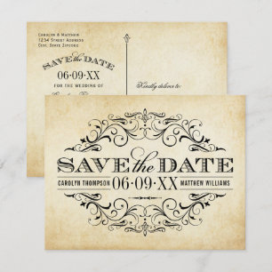 Vintage gealterte Papier-Rollenarbeit Save-the-Dat Save The Date