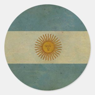 Vintage gealterte retro Argentinien-Flagge Runder Aufkleber