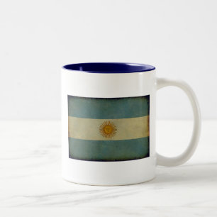 Vintage gealterte retro Argentinien-Flagge Zweifarbige Tasse