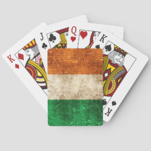 Vintage gealterte und zerkratzte Flagge Irlands Spielkarten