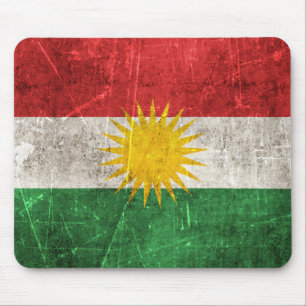 Vintage gealterte und zerkratzte Flagge Kurdistans Mousepad