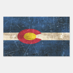 Vintage gealterte und zerkratzte Flagge von Colora Rechteckiger Aufkleber