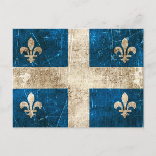 Vintage gealterte und zerkratzte Flagge von Quebec Postkarte