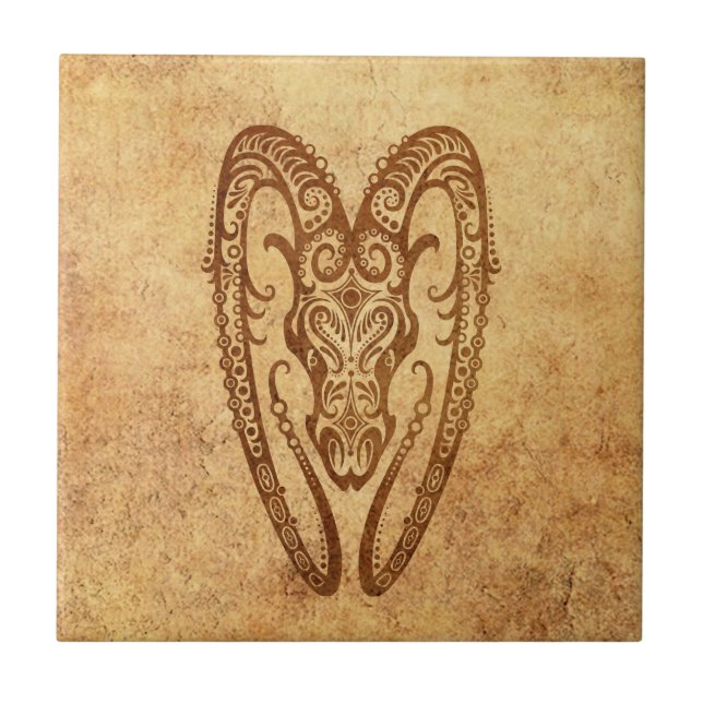 Vintage gealtertes Aries-Sternzeichen Fliese (Vorderseite)