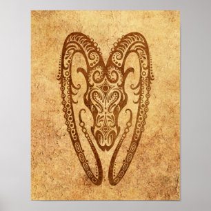 Vintage gealtertes Aries-Sternzeichen Poster