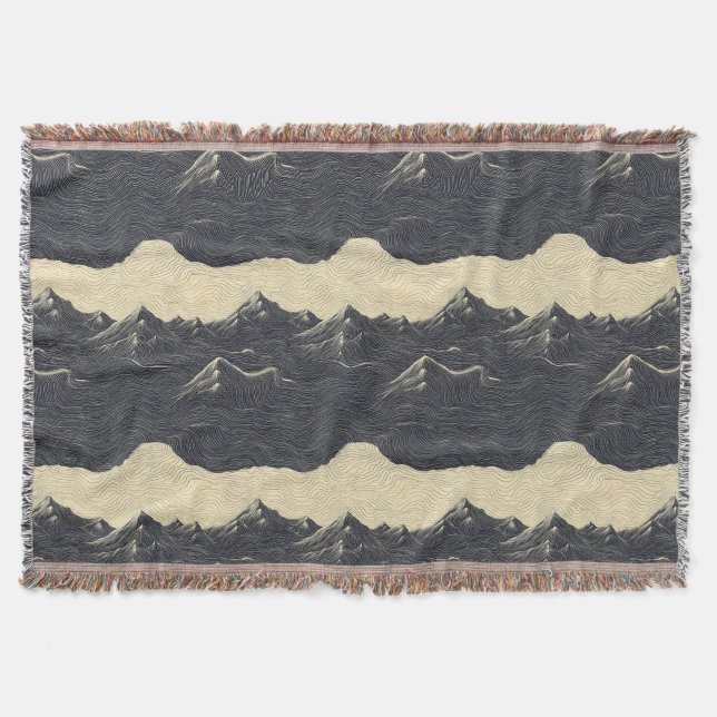 Vintage-Gebirgs-Wolken-Landschaft (6) Decke (Vorderseite)