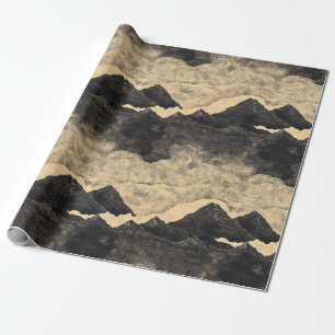 Vintage-Gebirgslandschaft mit Wolken (2) Geschenkpapier