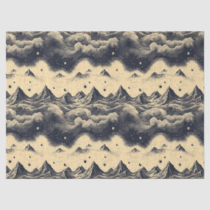 Vintage-Gebirgslandschaft mit Wolken (3) Seidenpapier