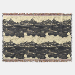 Vintage-Gebirgslandschaft mit Wolken (5) Decke