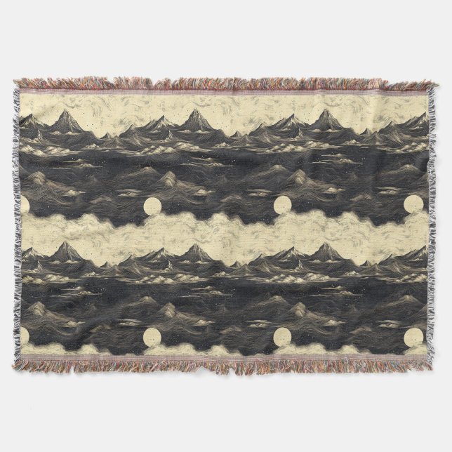 Vintage-Gebirgslandschaft mit Wolken (5) Decke (Vorderseite)