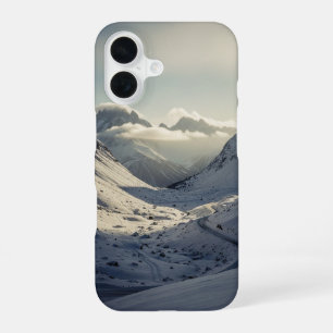 Vintage Gebirgspass im Schnee iPhone 16 Hülle