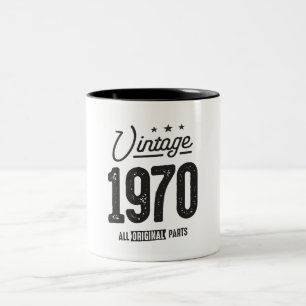 Vintage Geboren 1970 - 52. Geburtstag Retro Klassi Zweifarbige Tasse
