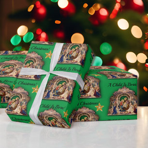 Vintage Geburt Christi Frohe Weihnachten Ein Kind Geschenkpapier