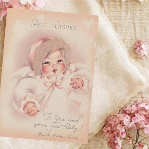 Vintage-Geburtsglückwunschkarte für Babys Karte
