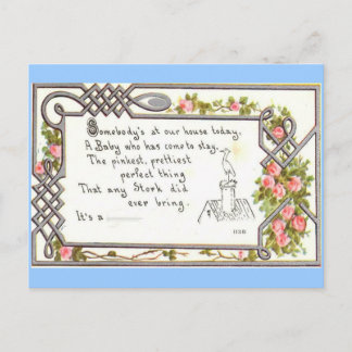 Vintage Geburtshinkunde auf Kamin Ankündigungspostkarte