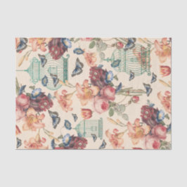 Vintage Geburtskäfige, Schmetterlinge und Blumende Seidenpapier