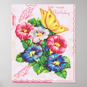 Vintage Geburtskarte Poster