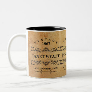 Vintage Geburtstag für jedes Alter Zweifarbige Tasse