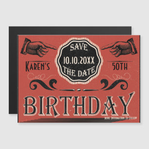 Vintage Geburtstag Save The Date Magneteinladung