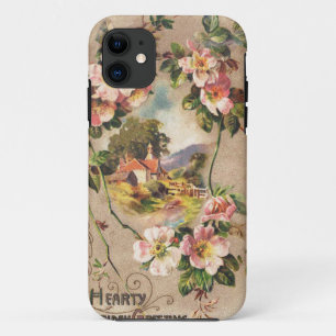 Vintage Geburtstags-Blumen-Landhaus im viktorianis iPhone 11 Hülle