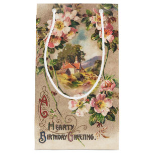 Vintage Geburtstags-Blumen-Landhaus im viktorianis Kleine Geschenktüte