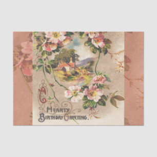 Vintage Geburtstags-Blumen-Landhaus im viktorianis Seidenpapier