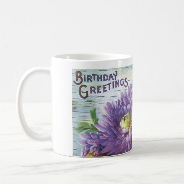 Vintage Geburtstags-Schale mit Blumen Tasse (Links)