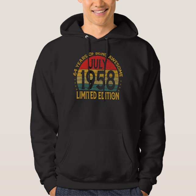 Vintage Geburtstagsdekoration Juli 1958 Hoodie (Vorderseite)