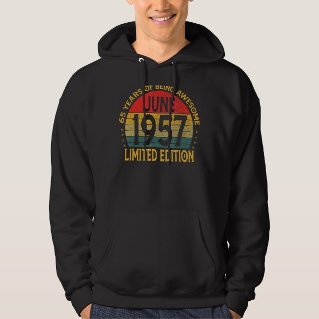 Vintage Geburtstagsdekoration Juni 1957 Hoodie (Vorderseite)
