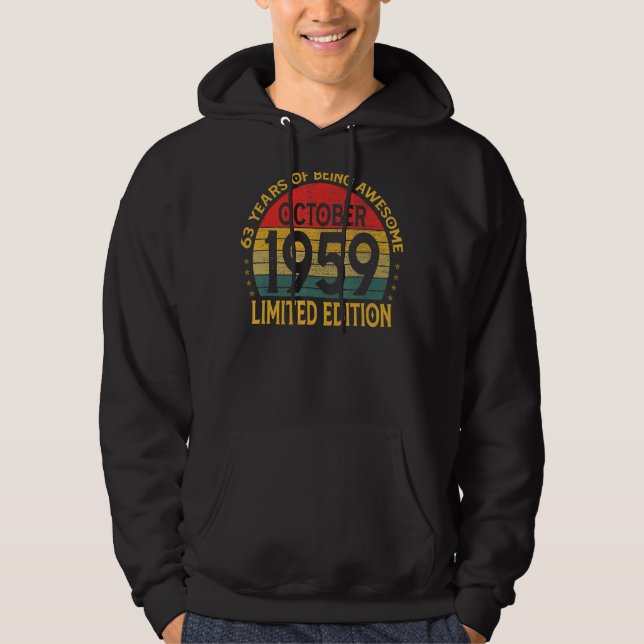 Vintage Geburtstagsdekoration Oktober 1959 Hoodie (Vorderseite)
