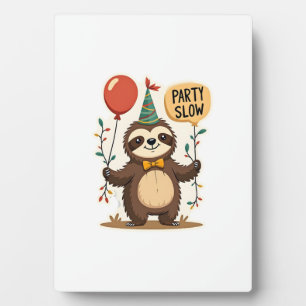 Vintage-Geburtstagsfaultier Retro-Partytier-Design Fotoplatte