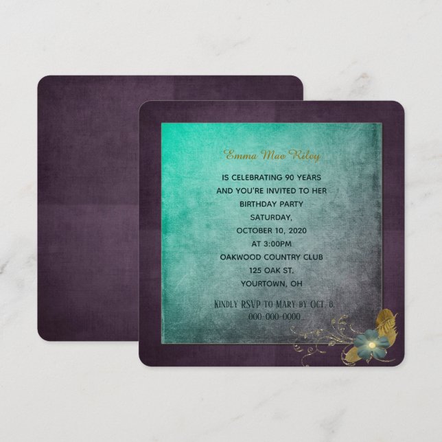 Vintage Geburtstagsfeier Einladung (Vorne/Hinten)