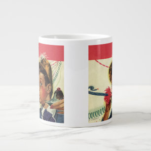 Vintage Geburtstagsfeier, Mädchen mit Lärminstrume Jumbo-Tasse