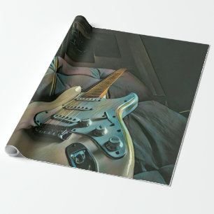 Vintage Geburtstagsgeschenk für Gitarre Geschenkpapier