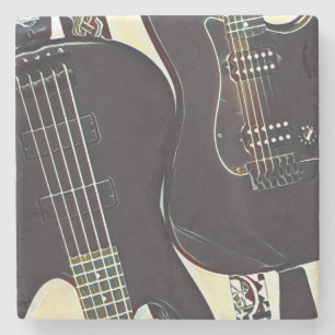Vintage Geburtstagsgeschenk für Gitarre Steinuntersetzer