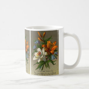 Vintage Geburtstagsgrüße mit Lilienblumen Tasse