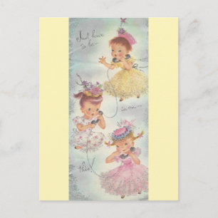Vintage Geburtstagsgssip-Girls Postkarte