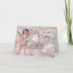 Vintage Geburtstagskarte mit Angel für Große Nicht Karte