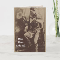 Vintage-Geburtstagskarte mit Dame im Spiegel