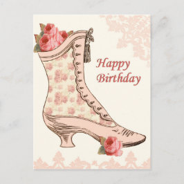 Vintage Geburtstagskarte mit Schuh und Rose Postkarte