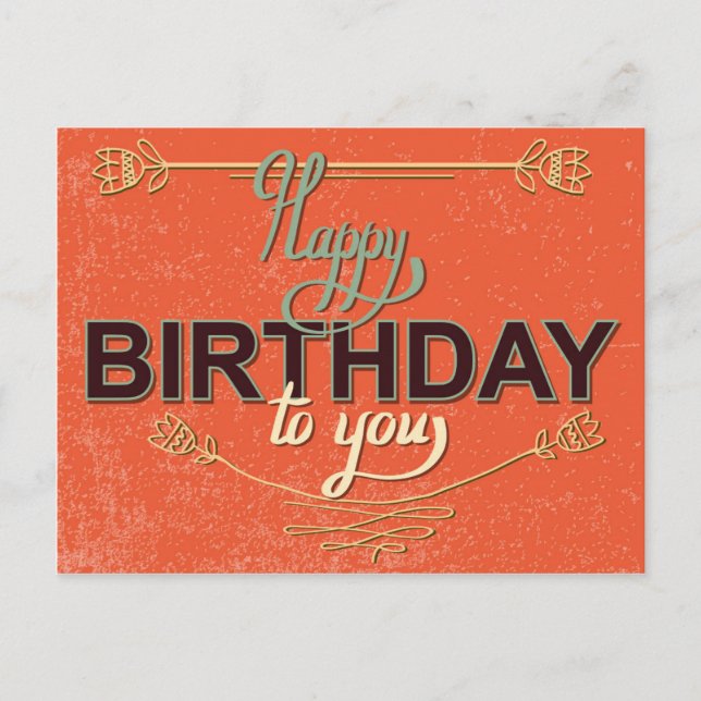 Vintage Geburtstagskarte Nr. 6 Postkarte (Vorderseite)