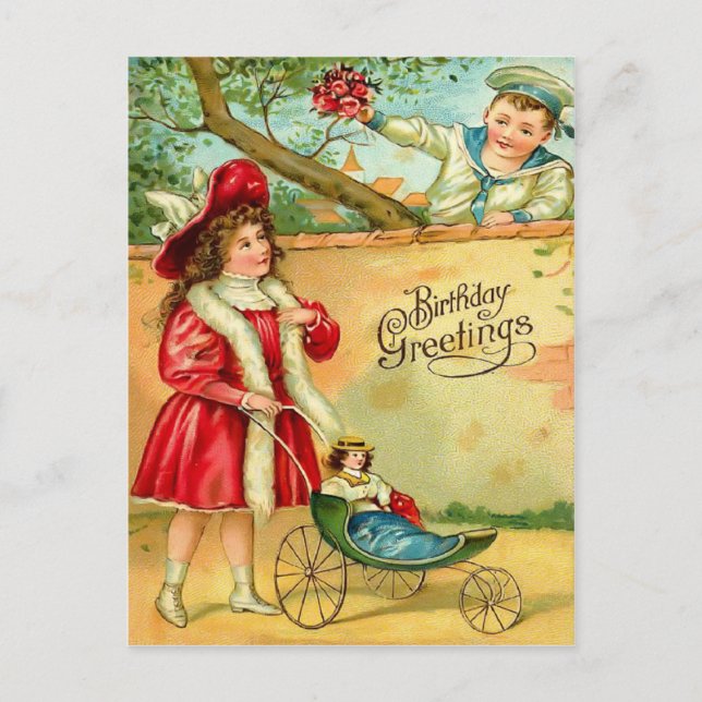 Vintage Geburtstagskarte Postkarte (Vorderseite)