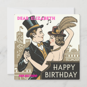 Vintage Geburtstagskarte - Zeitloses Design Einladung