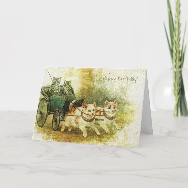 Vintage Geburtstagskatzen Karte (Vorderseite)