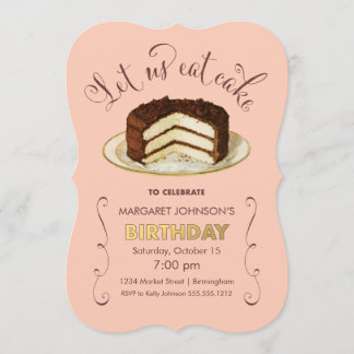 Vintage Geburtstagskuchen-Party Einladungen