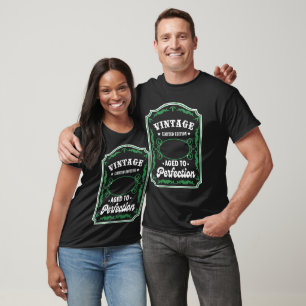 Vintage-Geburtstagslabel Personalisiertes Jahr T-S T-Shirt