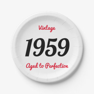 Vintage Geburtstagsparty von 1959 bis zur Vollendu Pappteller