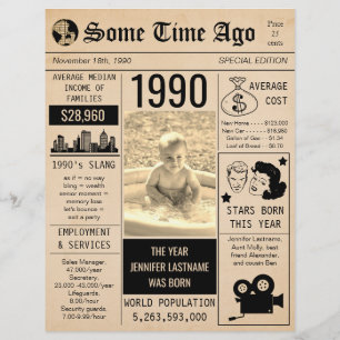 Vintage Geburtstagszeitung 1990 Flyer