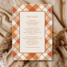 Vintage gedämpfte orange karierte Gingham-Hochzeit